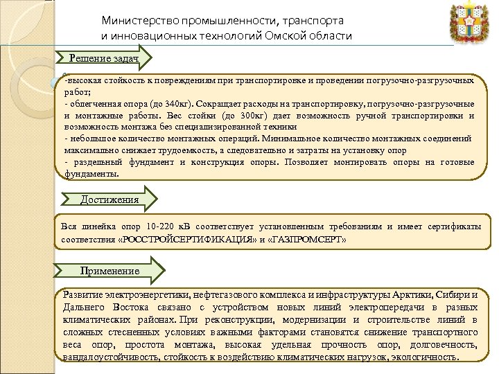 Министерство промышленности, транспорта и инновационных технологий Омской области Решение задач -высокая стойкость к повреждениям