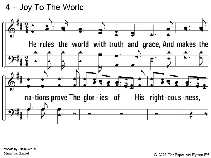 4 – Joy To The World 4. He rules the world with truth and