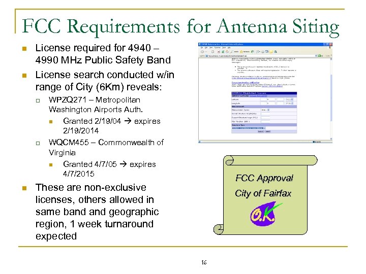 FCC Requirements for Antenna Siting n n License required for 4940 – 4990 MHz