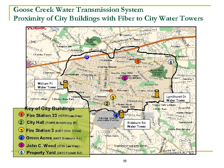 Goose Creek Water Transmission System Proximity of City Buildings with Fiber to City Water