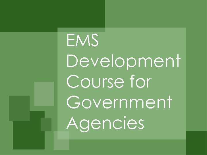 EMS Development Course for Government Agencies 