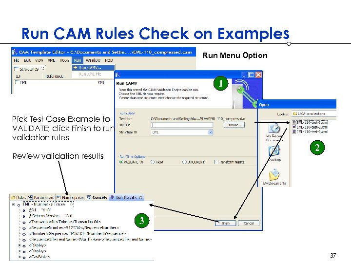 Run CAM Rules Check on Examples Run Menu Option 1 Pick Test Case Example