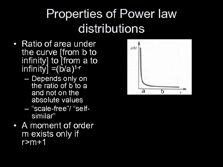 Properties of Power law distributions • Ratio of area under the curve [from b