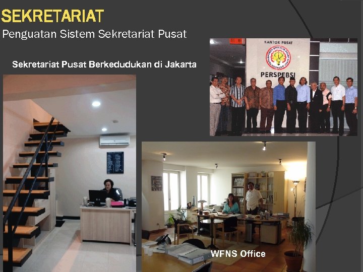 SEKRETARIAT Penguatan Sistem Sekretariat Pusat Berkedudukan di Jakarta WFNS Office 