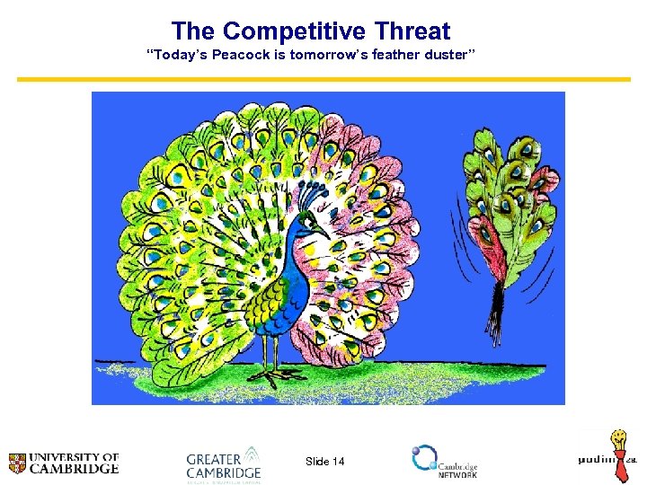 The Competitive Threat “Today’s Peacock is tomorrow’s feather duster” Slide 14 
