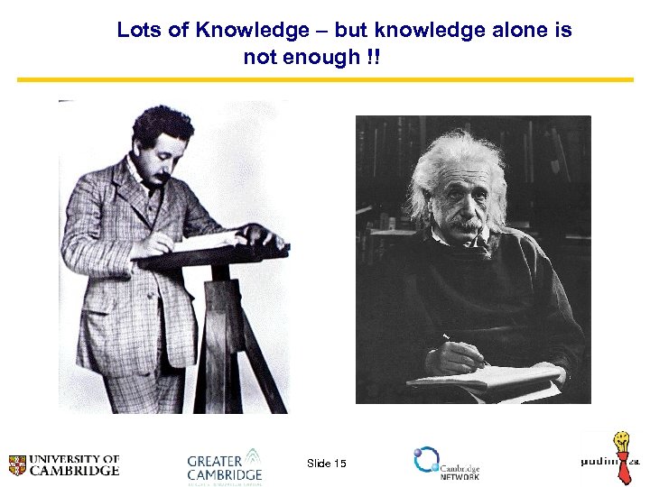 Lots of Knowledge – but knowledge alone is not enough !! Slide 15 