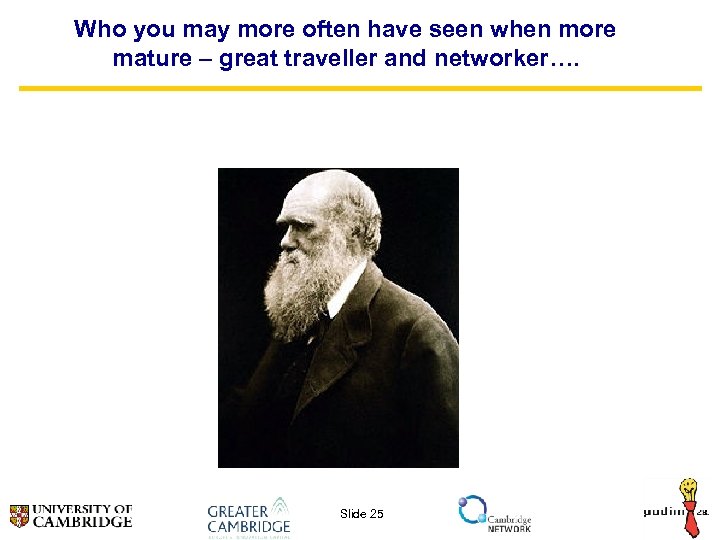 Who you may more often have seen when more mature – great traveller and