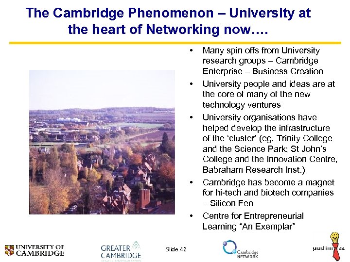 The Cambridge Phenomenon – University at the heart of Networking now…. • • •