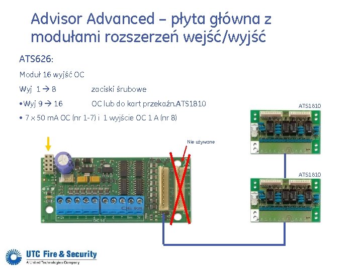 Advisor Advanced – płyta główna z modułami rozszerzeń wejść/wyjść ATS 626: Moduł 16 wyjść