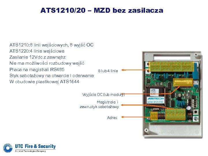 ATS 1210/20 – MZD bez zasilacza ATS 1210: 8 linii wejściowych, 8 wyjść OC