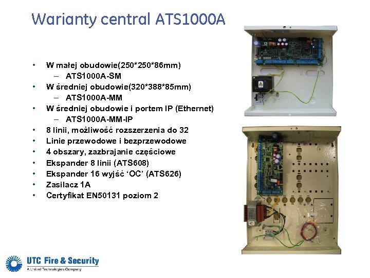 Warianty central ATS 1000 A • • • W małej obudowie(250*86 mm) – ATS