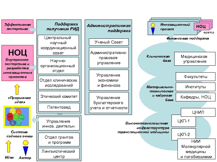 Эффективная экспертиза НОЦ Внутренняя экспертиза и разработка инновационных проектов «Прорывная идея» Поддержка получения РИД