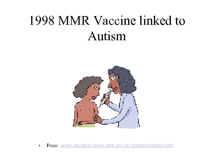 1998 MMR Vaccine linked to Autism • From: www-student. newn. cam. ac. uk/ nigma/site