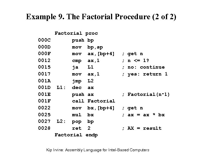 Example 9. The Factorial Procedure (2 of 2) 000 C 000 D 000 F