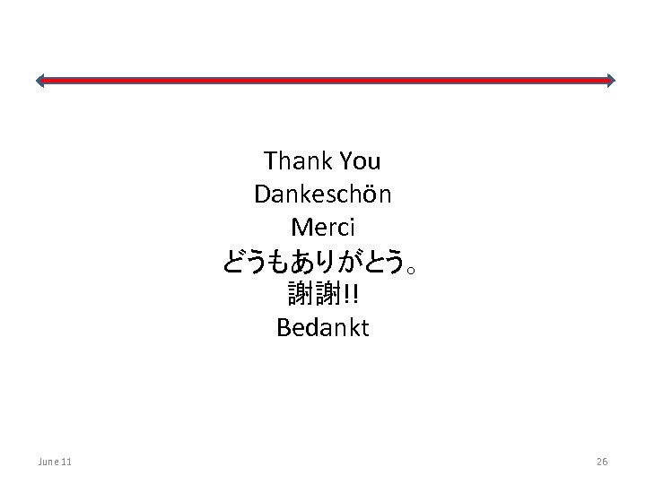 Thank You Dankeschön Merci どうもありがとう。 謝謝!! Bedankt June 11 26 