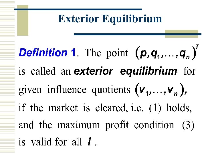 Exterior Equilibrium 