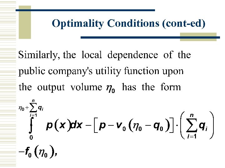 Optimality Conditions (cont-ed) 
