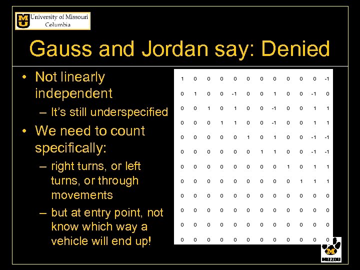 Gauss and Jordan say: Denied • Not linearly independent – It’s still underspecified •