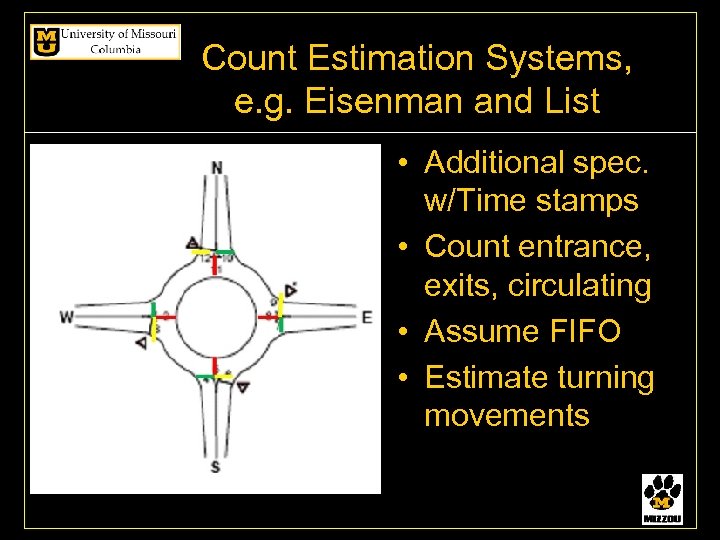 Count Estimation Systems, e. g. Eisenman and List • Additional spec. w/Time stamps •