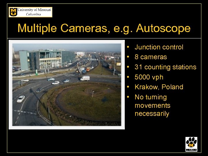 Multiple Cameras, e. g. Autoscope • • • Junction control 8 cameras 31 counting