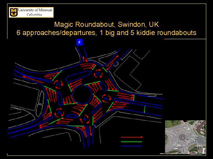 Magic Roundabout: Magic Roundabout, Swindon, UK 6 approaches/departures, 1 big and 5 kiddie roundabouts