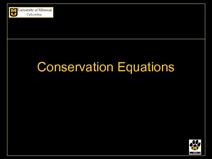 Conservation Equations 
