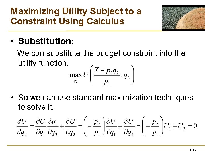 Maximizing Utility Subject to a Constraint Using Calculus • Substitution: We can substitute the
