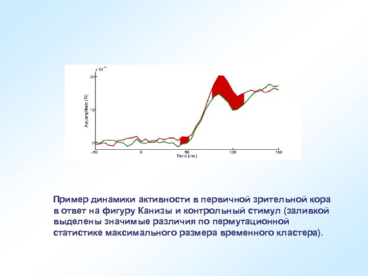 Пример динамики активности в первичной зрительной кора в ответ на фигуру Канизы и контрольный