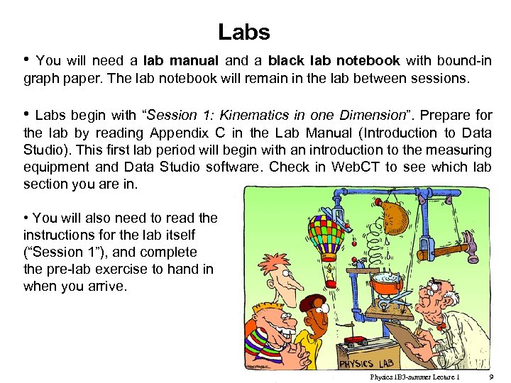 Labs • You will need a lab manual and a black lab notebook with