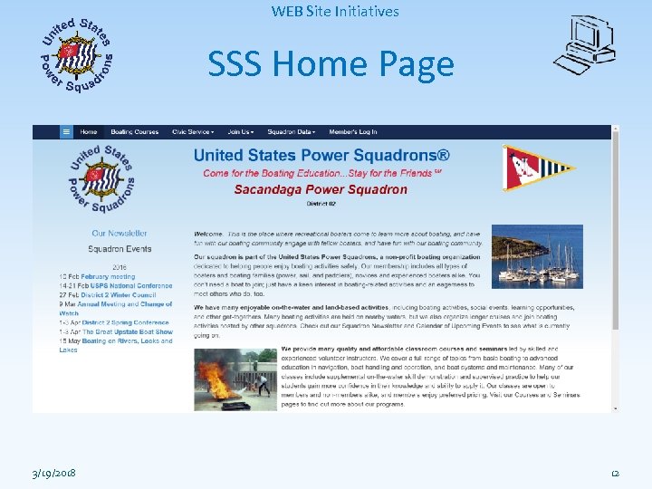 WEB Site Initiatives SSS Home Page 3/19/2018 12 