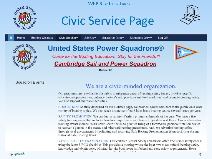 WEB Site Initiatives Civic Service Page 3/19/2018 15 