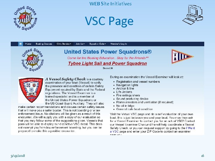 WEB Site Initiatives VSC Page 3/19/2018 16 