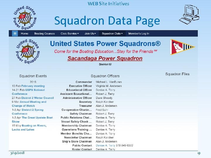 WEB Site Initiatives Squadron Data Page 3/19/2018 19 