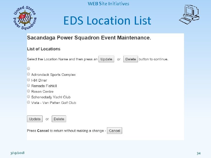 WEB Site Initiatives EDS Location List 3/19/2018 34 