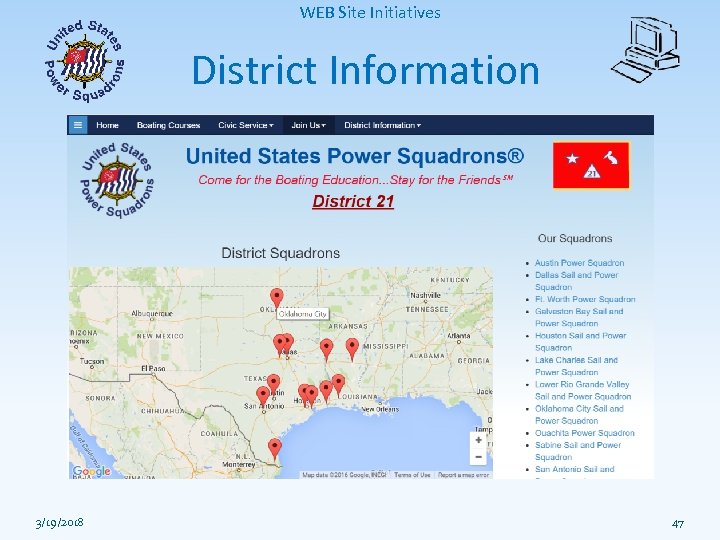 WEB Site Initiatives District Information 3/19/2018 47 