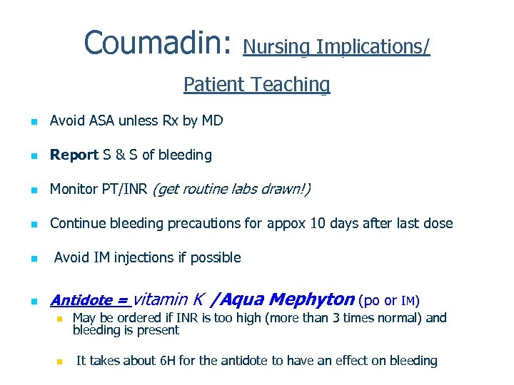 antidote to coumadin