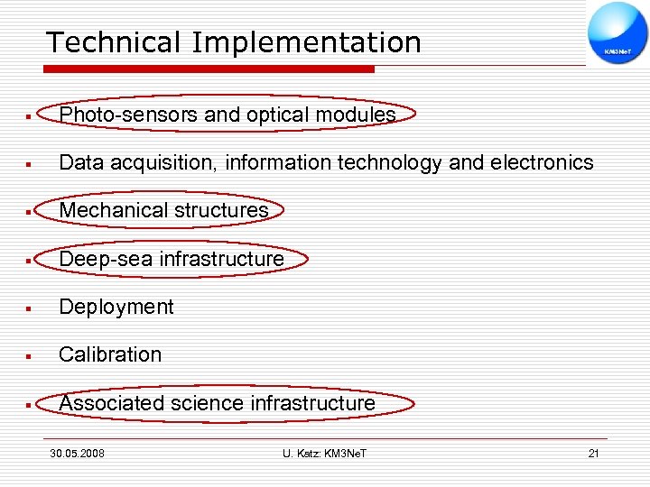 Technical Implementation § Photo-sensors and optical modules § Data acquisition, information technology and electronics