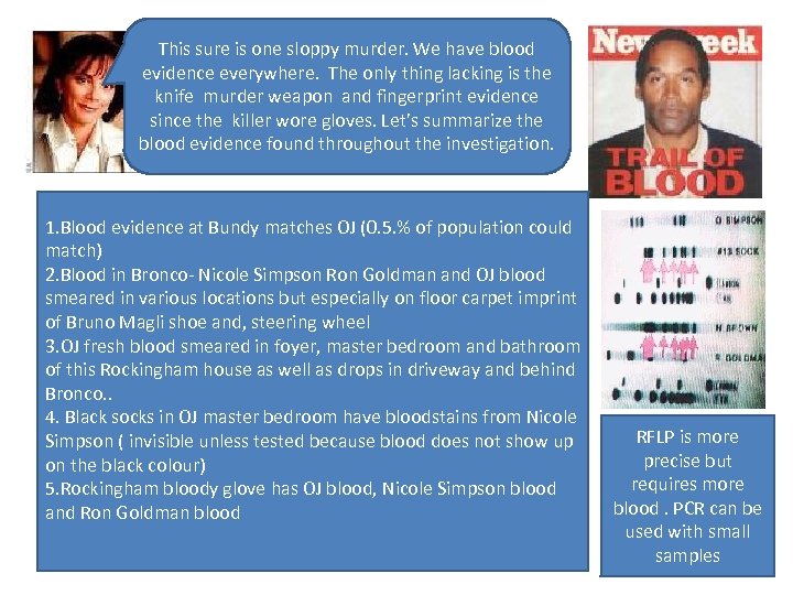 This sure is one sloppy murder. We have blood evidence everywhere. The only thing