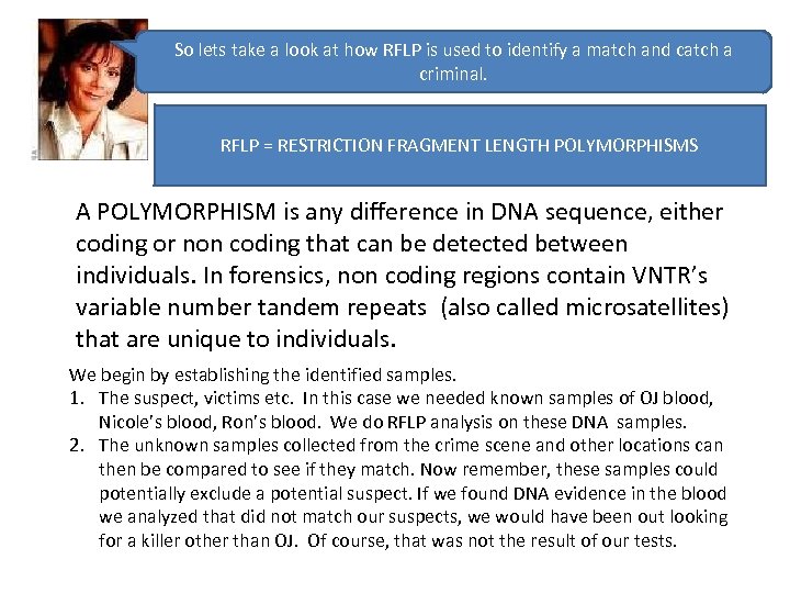 So lets take a look at how RFLP is used to identify a match
