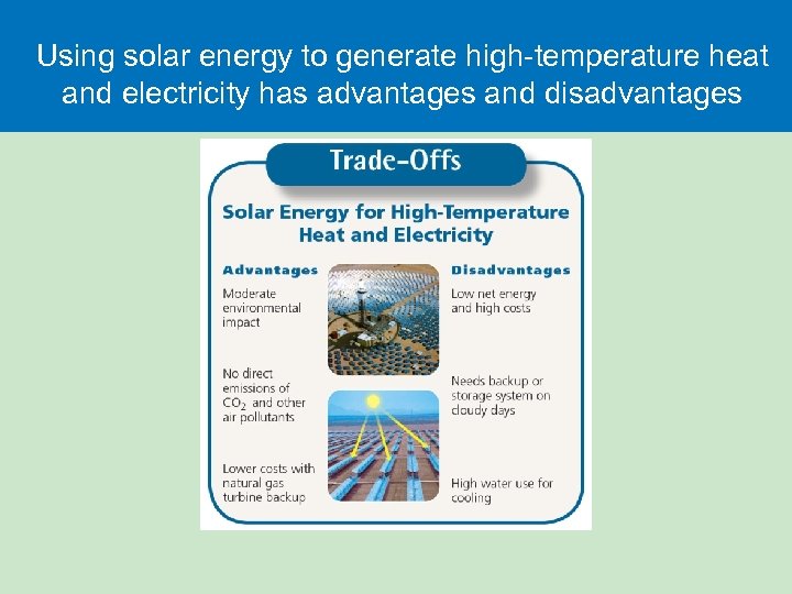 Using solar energy to generate high-temperature heat and electricity has advantages and disadvantages 