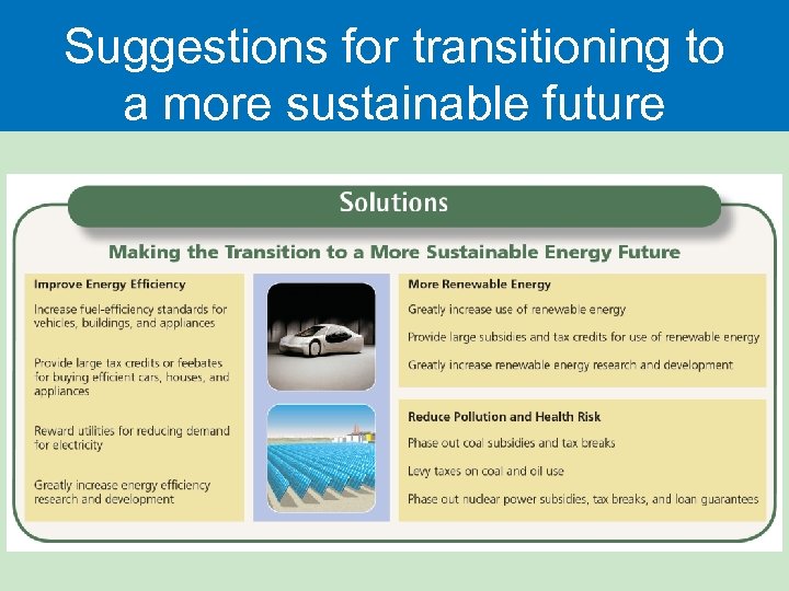 Suggestions for transitioning to a more sustainable future 