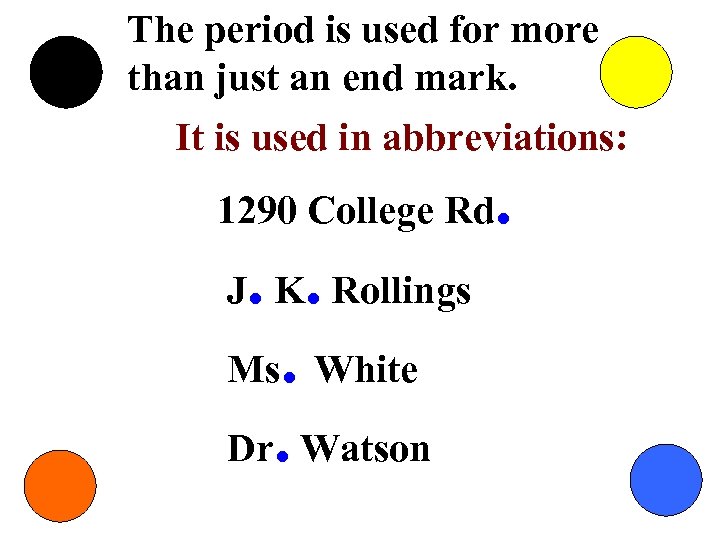 The period is used for more than just an end mark. It is used