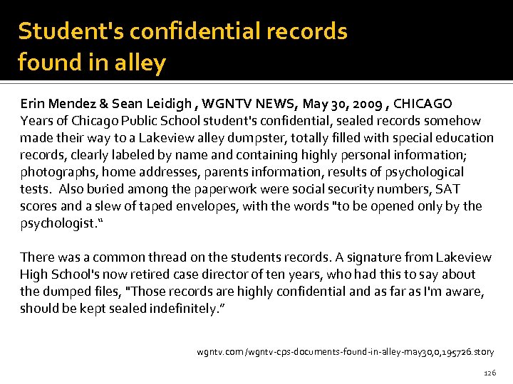 Student's confidential records found in alley Erin Mendez & Sean Leidigh , WGNTV NEWS,