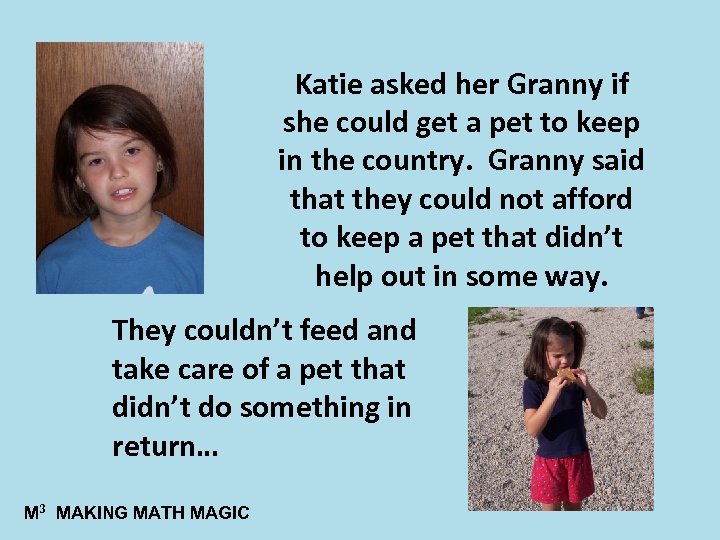 Katie asked her Granny if she could get a pet to keep in the