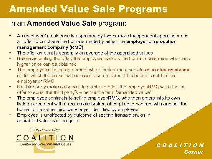 Amended Value Sale Programs In an Amended Value Sale program: • • An employee’s