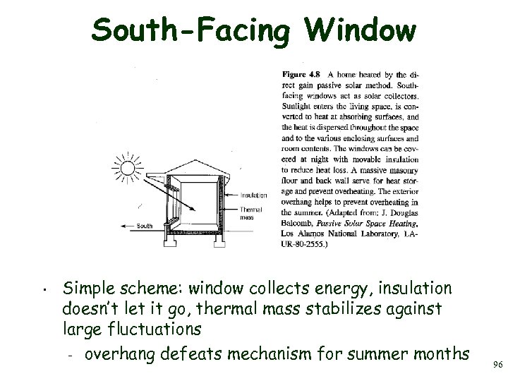 South-Facing Window • Simple scheme: window collects energy, insulation doesn’t let it go, thermal