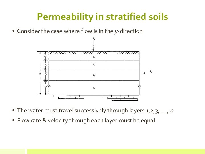 Permeability in stratified soils • Consider the case where flow is in the y-direction