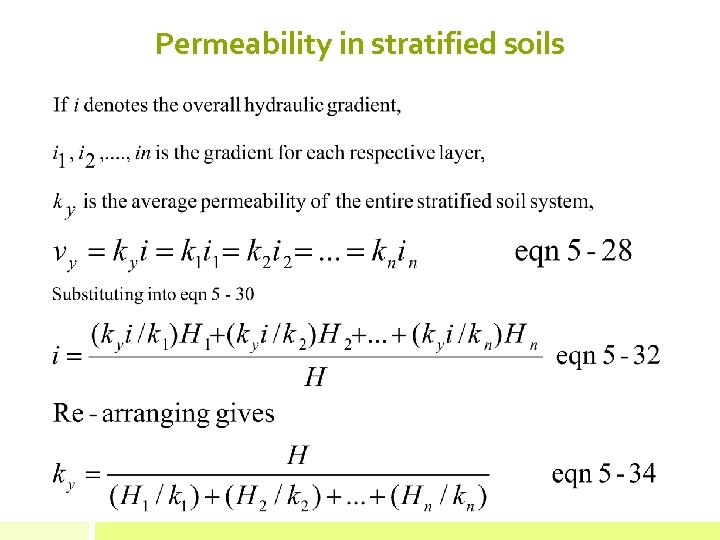 Permeability in stratified soils 