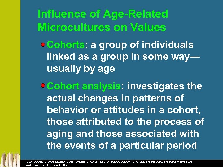 Influence of Age-Related Microcultures on Values Cohorts: a group of individuals linked as a