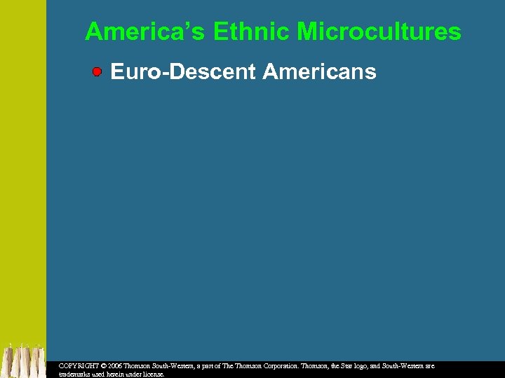 America’s Ethnic Microcultures Euro-Descent Americans COPYRIGHT © 2006 Thomson South-Western, a part of The